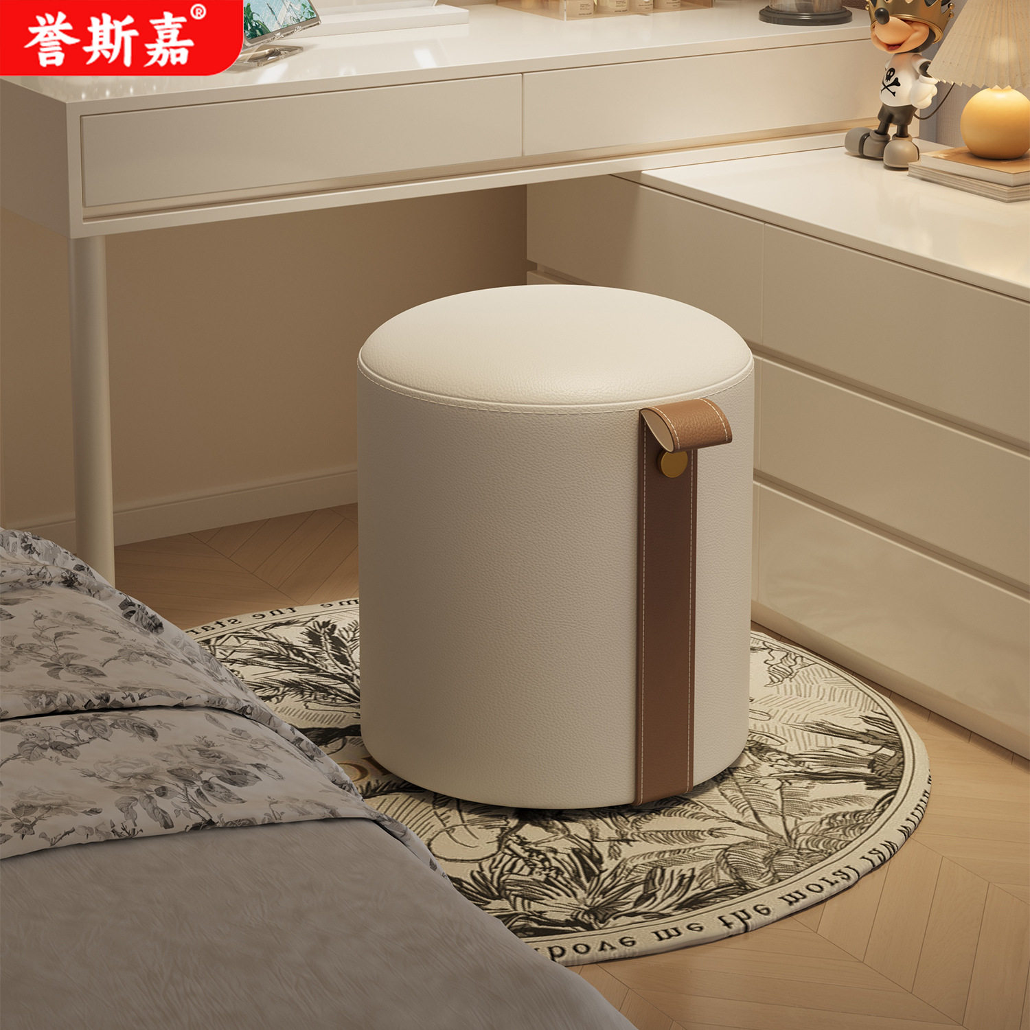 旋转化妆凳主卧室梳妆凳梳妆台用凳子衣帽间女生卧室轻奢感圆凳子