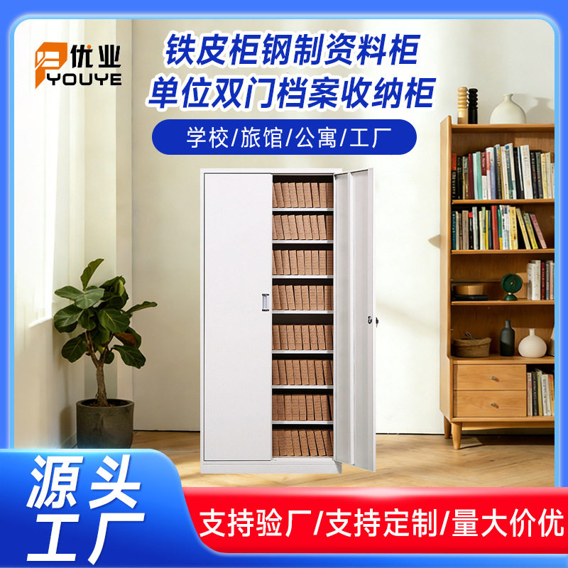 铁皮柜钢制资料收纳柜单位双门档案收纳柜带锁八层铁柜子文件柜