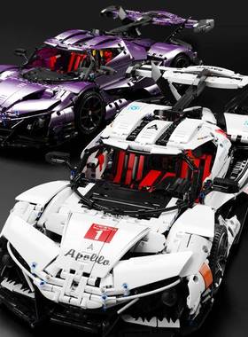 泰高乐T5012A-C啊啵啰紫色电镀版拼装遥控跑车模型摆件小颗粒积木