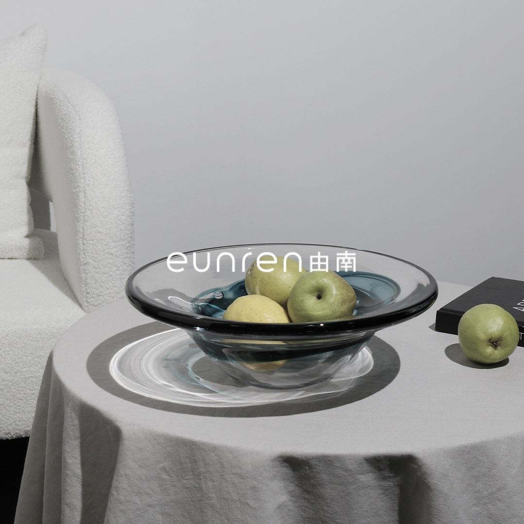 简约现代轻奢售楼处样板房间软装饰品餐桌茶几水果盘玻璃盘摆件