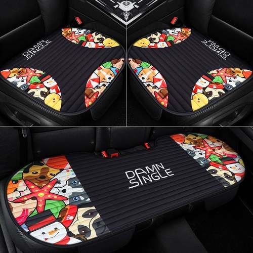 爆款卡通女士男士可爱冬季毛绒植绒汽车坐垫三件套单片单座座椅垫