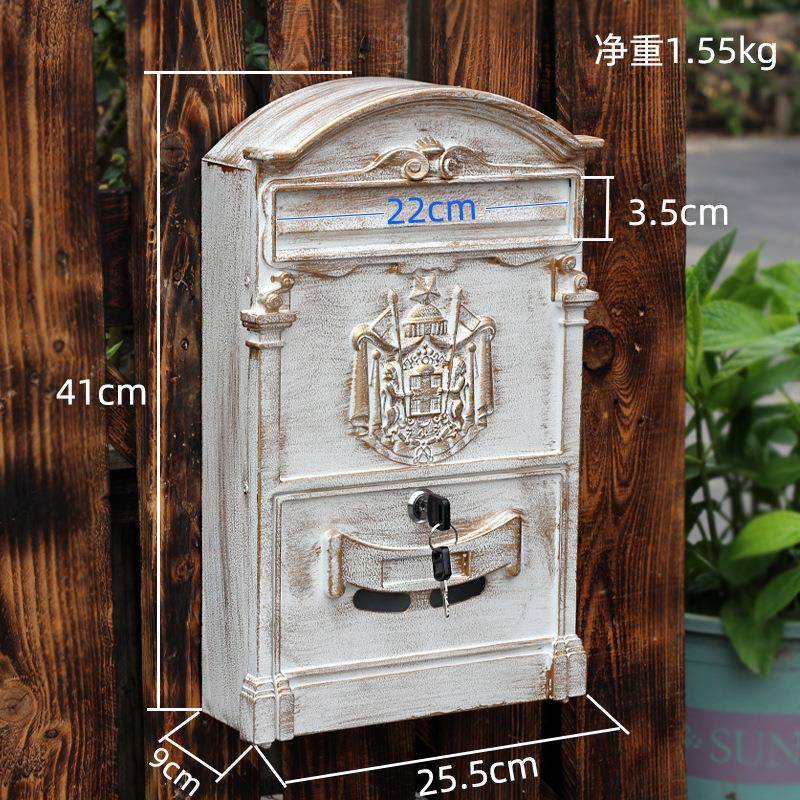 弘可门号欧式挂墙信箱室外防雨带锁钥匙复古别墅创意邮筒报箱