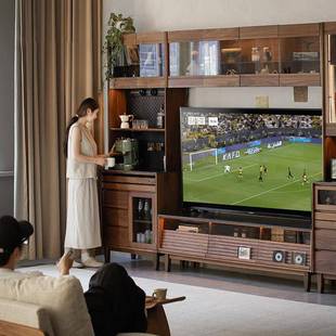 崇匠家具/满墙电视柜餐边柜收纳展示柜客餐厅一体组合成品电视墙