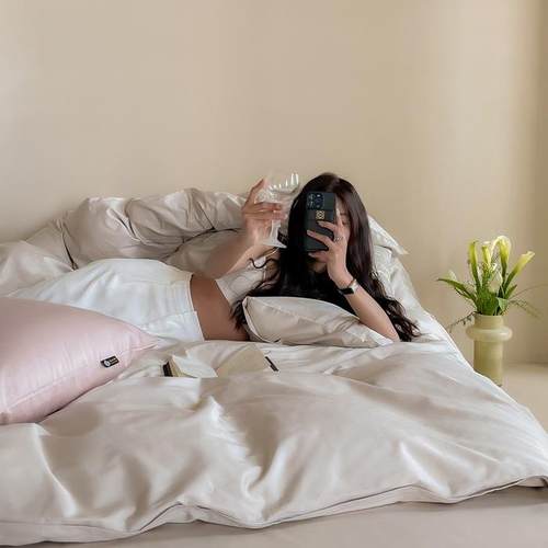 柔软双股A类100支长绒棉被套春夏全棉单被罩双人北欧高级感四件套