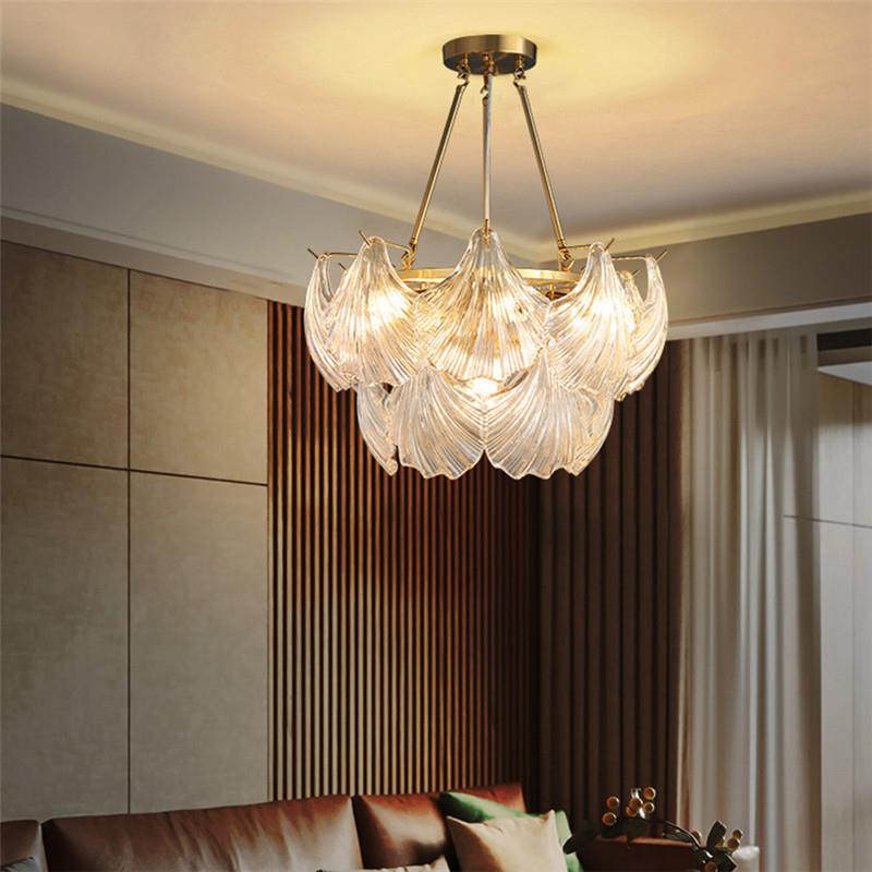 北欧后现代轻奢客厅吊灯简约卧室灯大气餐厅灯贝壳灯水晶灯具