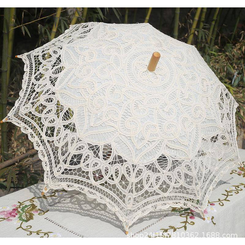 摄影舞蹈婚礼手工棉花边伞工艺蕾丝伞花边满工伞