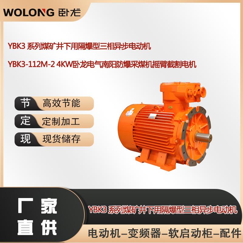 YBK3-112M-2 4KW卧龙电气南阳防爆采煤机摇臂截割电机