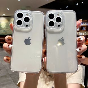 透明直边适用苹果15 13ProMax手机壳TPU软iphone11简约全包保护套