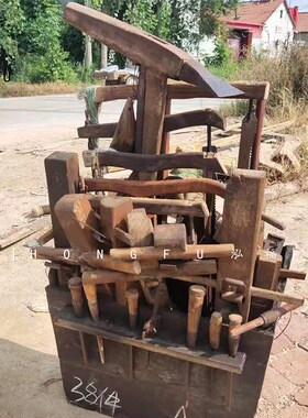 速发民俗老物件老木工工具鲁班木匠手工刨修边推木式木墨老钻刨斗