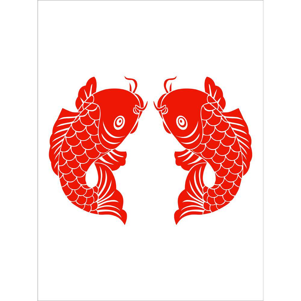 鱼剪纸鲤鱼窗花年年有余静电贴纸贴画玻璃门贴双面红色2024龙年