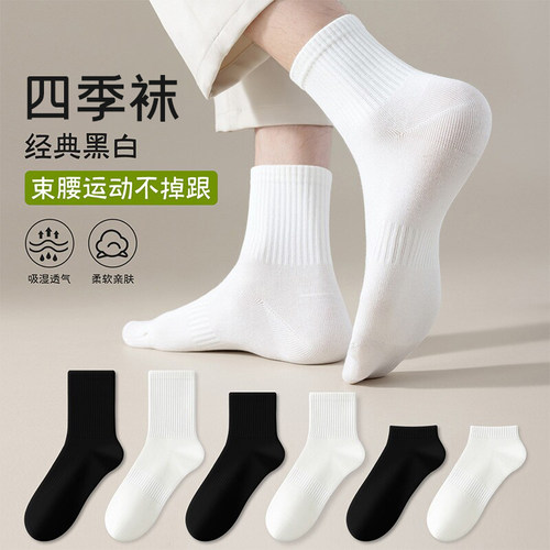 20只四季款黑白灰纯色简约袜