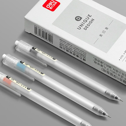 得力0.38笔中性笔极细黑笔0.35水笔乐素签字笔0.3笔芯细笔红笔会计记账专用全针管按动笔圆珠笔刷题笔速干笔