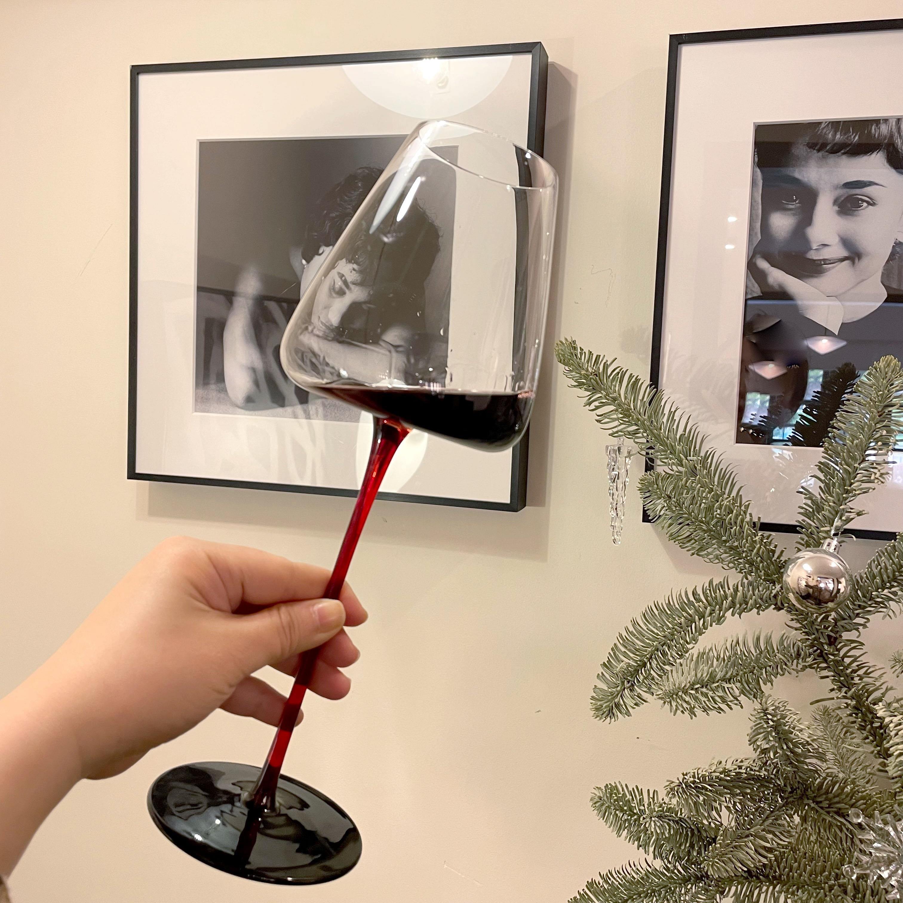 黑红领结勃艮第红酒杯大号家用高脚杯创意水晶玻璃杯红杆葡萄酒杯