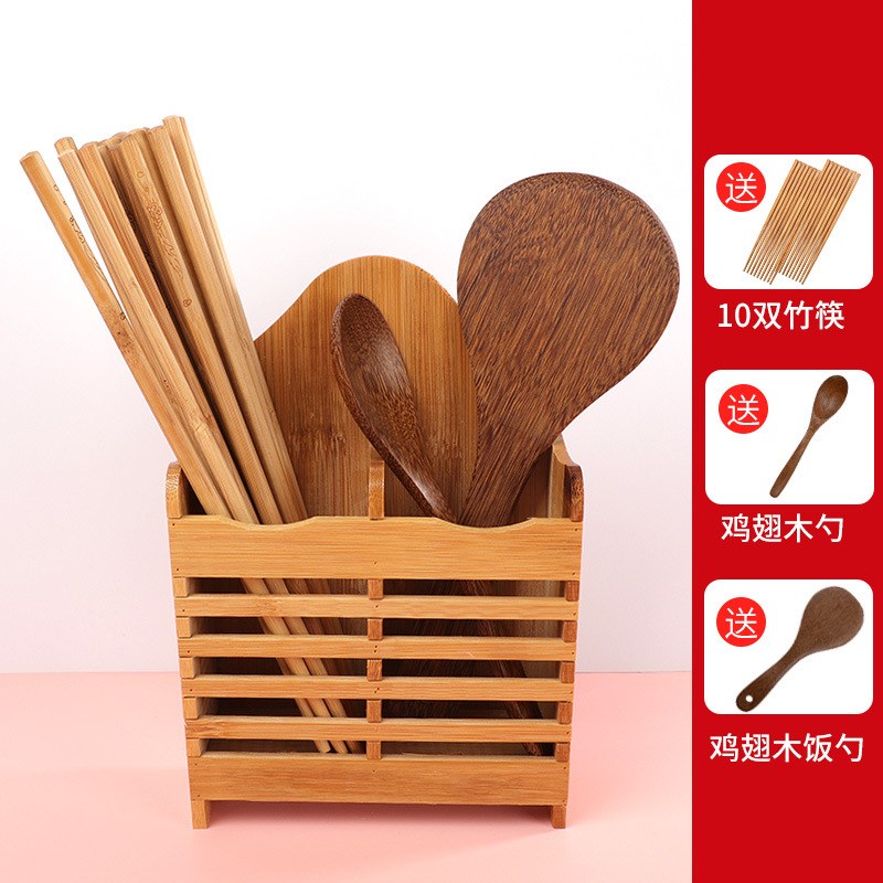 速发多功能筷子竹筒家子勺用餐具收纳盒商用logo木桶筷篓吸管笔筒