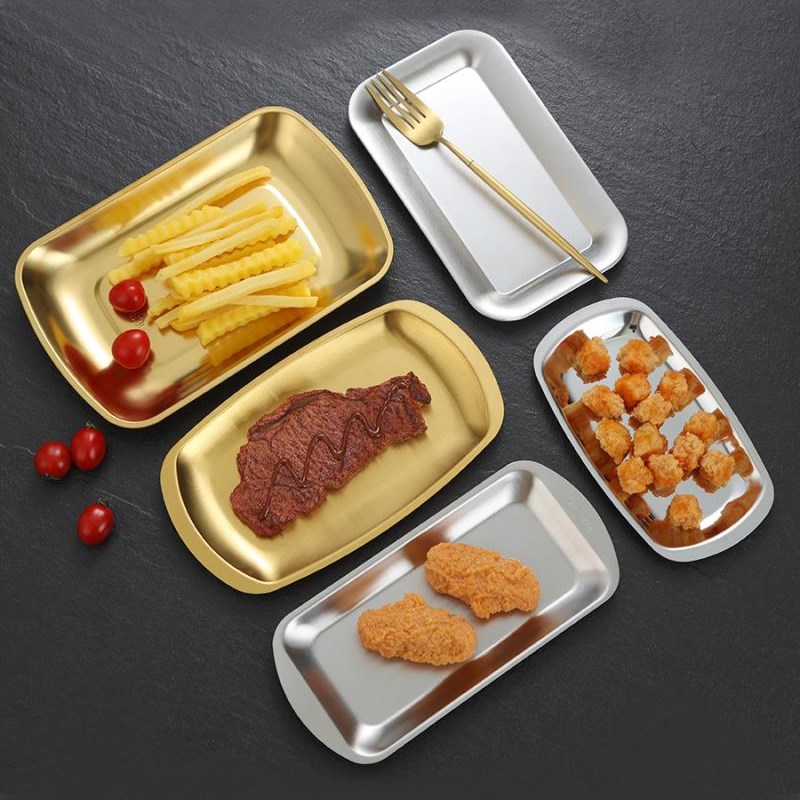 速发不盘钢小吃锈平盘韩式长方烤肉锅火盘调料味碟菜盘点心盘料理