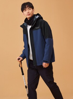 Skechers斯凯奇男子秋冬三合一冲锋衣防泼水运动连帽外套P423M167