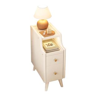 侘寂风实木床头柜小型20极窄家用卧室黑色夹缝简易置物架收纳柜