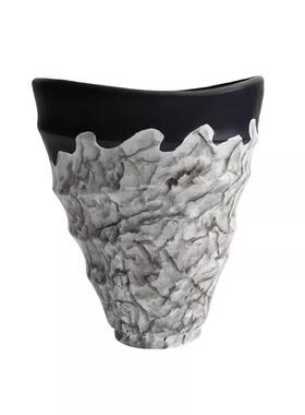 现代新中式大口径花瓶螺旋纹艺术插花花器客厅餐桌茶几树脂工艺品