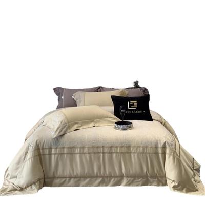 唯美法式风几何纹样色织提花寝具床品高端匹马棉长绒棉四件套家纺