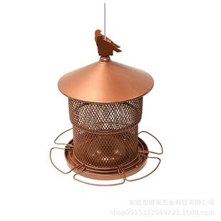 花园铁艺户外喂鸟器双层伸缩悬挂式自动金属鸟类喂食器鸟用