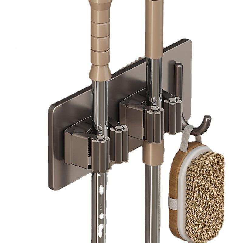 拖挂钩粘免打壁挂卫把生间收纳扫把固定器挂架强力胶拖把架孔拖布