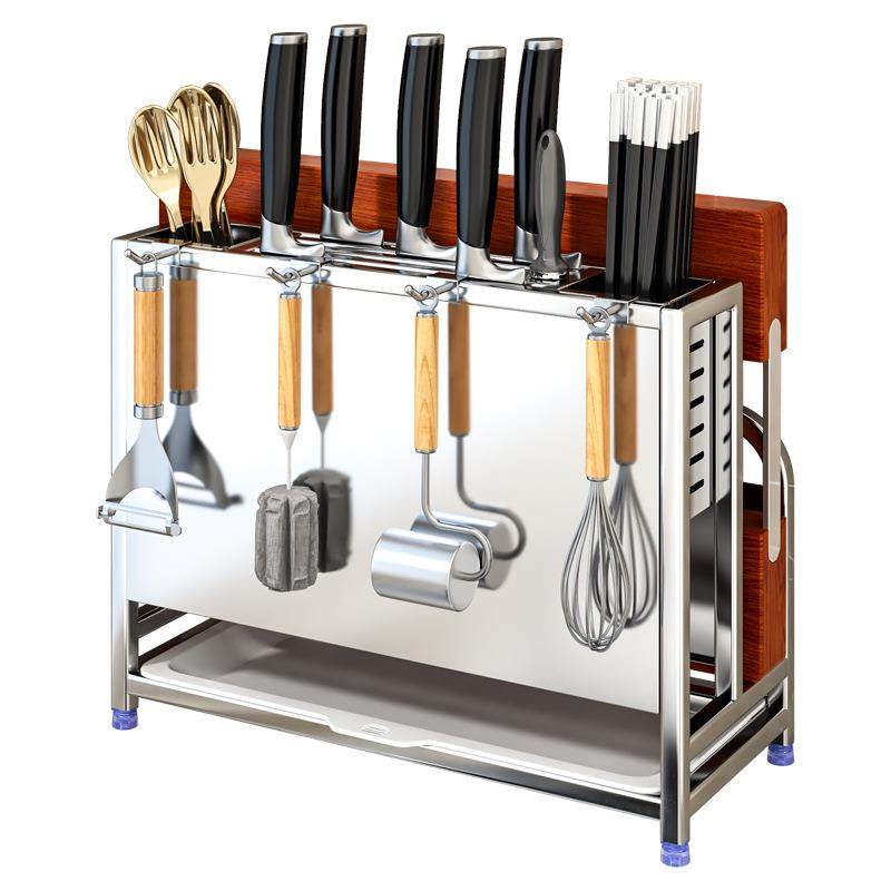 304不锈钢厨房刀架置物架台面壁挂式砧板锅盖筷子刀具一体收纳架,厨房/烹饪用具,抹布架/厨房清洁收纳架,淘宝优惠券,粉丝福利购,淘宝优惠卷