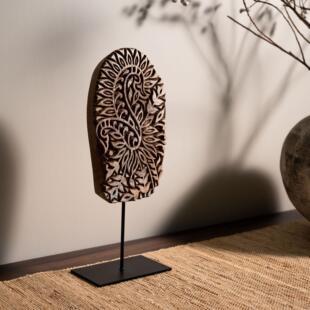 侘寂风中古雕花摆件高级感样板间玄关电视柜陈列室桌面装饰品小众