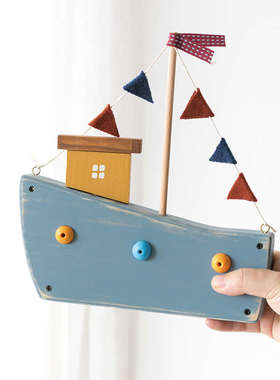 阿楹 一帆风顺小帆船木摆件 儿童D房客厅书桌置物架多巴胺玄关装