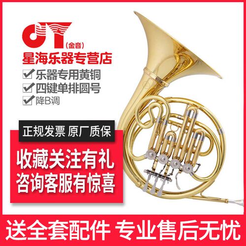 金音JF  降调 四键单排漆金圆号乐队演奏