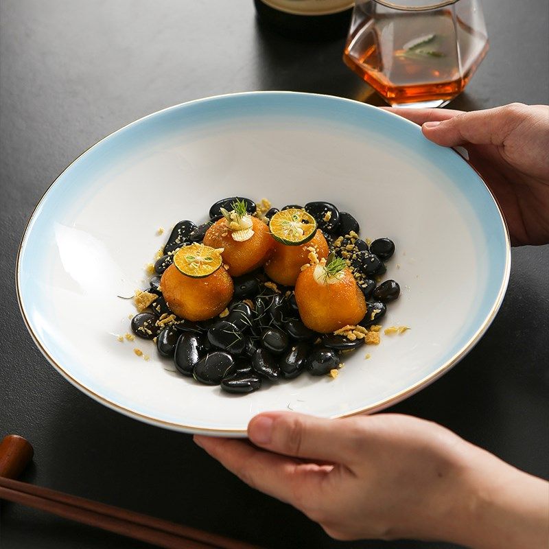 流光溢彩小脚斗碗喇叭碗斗笠碗私房菜会所餐具特色陶瓷盘,餐饮具,盘,淘宝优惠券,粉丝福利购,淘宝优惠卷