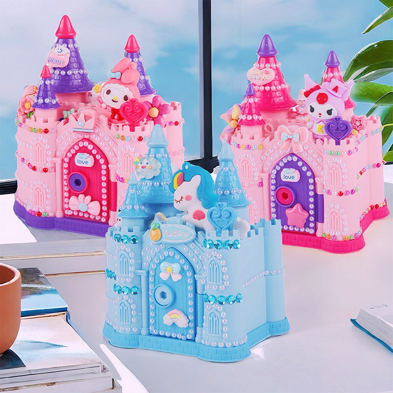 22年新款存钱罐女孩城堡储蓄箱儿童DIY手工奶油胶小房子储钱罐
