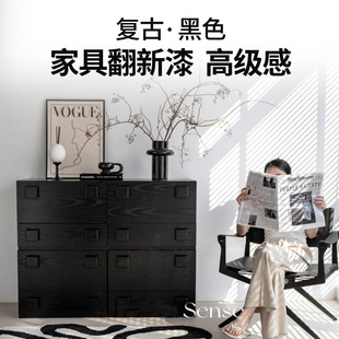 三漆黑色家俱翻新漆旧柜子改色黑漆木头木柜自刷哑光油漆木器漆