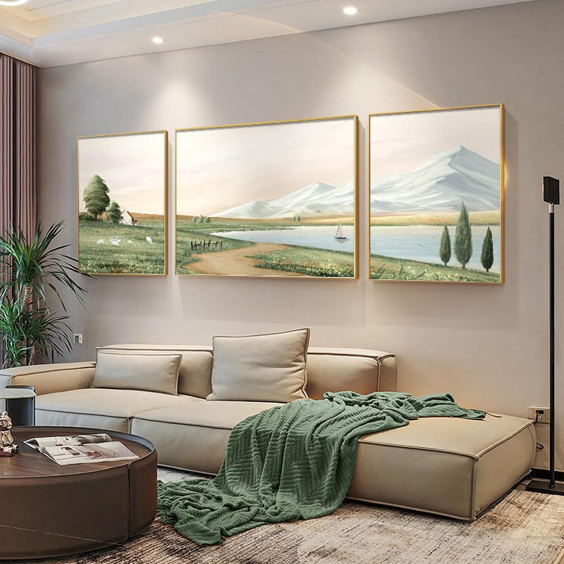 雪川雪山风景画手绘大芬油画村客厅沙发背景墙装饰画挂画肌理壁画