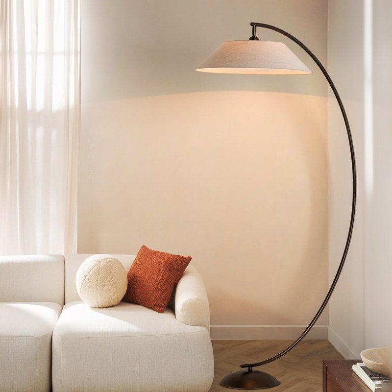 法式中古落地灯客厅沙发旁边书房卧室床头落地灯布艺钓鱼落地灯