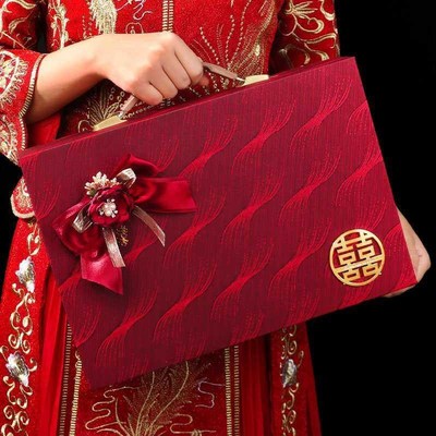 彩礼钱盒子订婚用品大全结婚礼下聘礼箱提亲礼金箱彩礼盒现金万