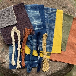 草木染色手织布零头布拼布包香囊DI材料包零布头