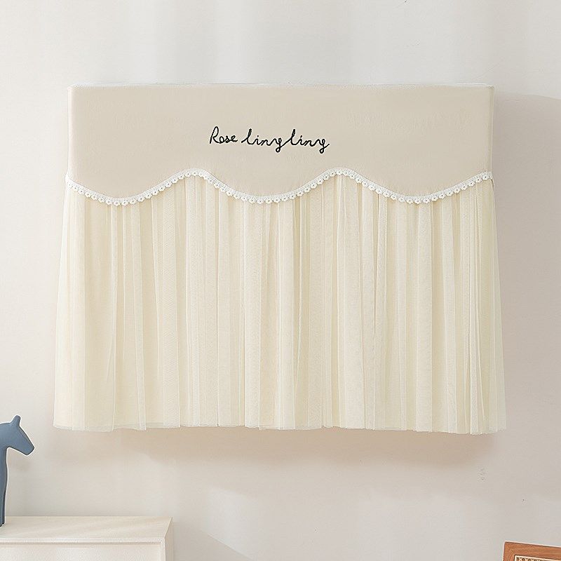 挂机空调罩纯色田园风家用防风直吹绣花挂机空调月子防尘罩