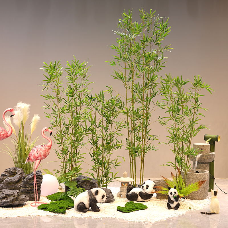 仿真竹子室内装饰隔断屏风假竹子挡墙造景室外装饰竹盆栽加密绿植