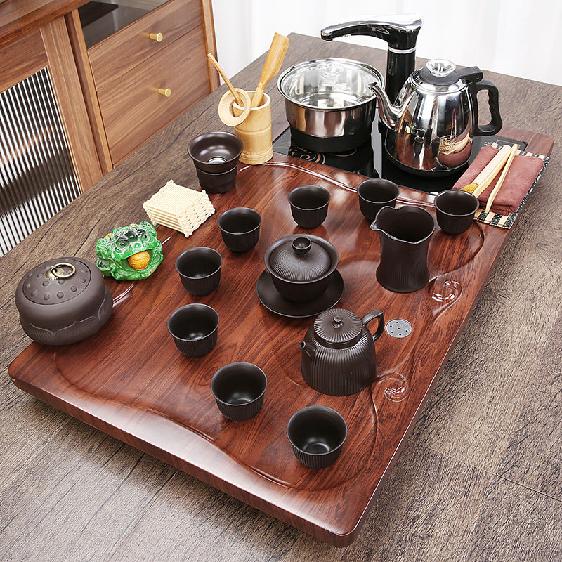 功夫茶具装家用茶盘全自动茶海烧水一体现代泡茶台中号