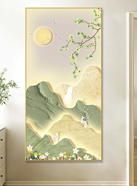 日照金山入户玄关装饰画风景山水画级感大芬油画村走廊过道挂画