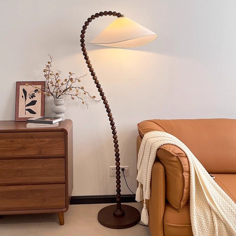 法式复古落地灯客厅沙发旁中古实木氛围灯书房卧室床头灯落地台灯