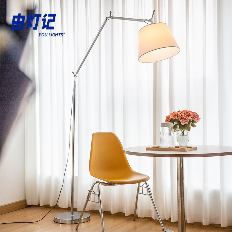 由灯记奶油风in中古摇臂落地灯设计感客厅沙发工作台长臂钓鱼灯