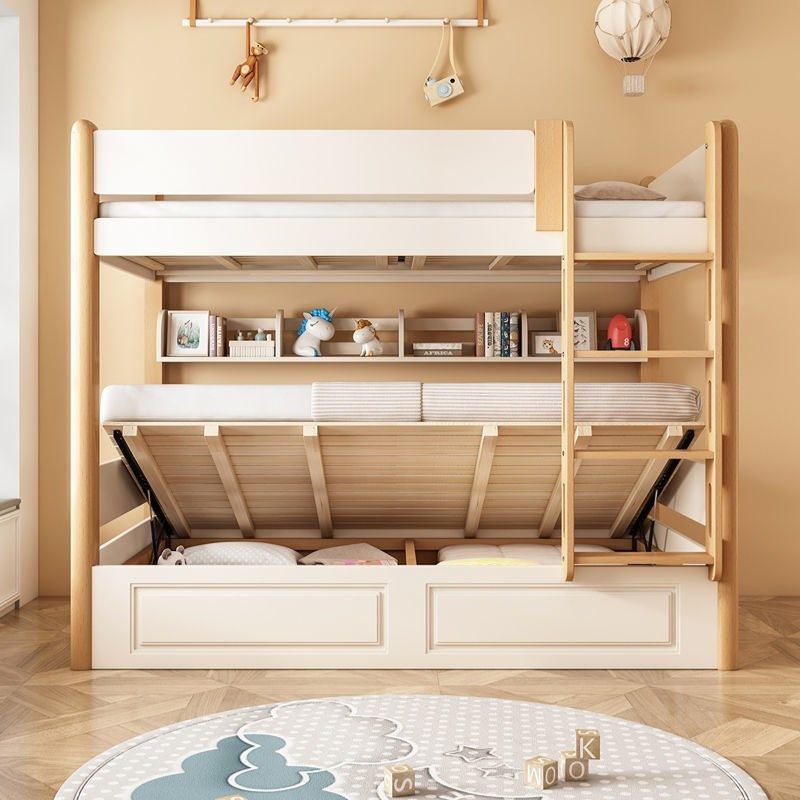 白色床儿童床上下铺床层上下床实木床二层成年人两层子母高低床
