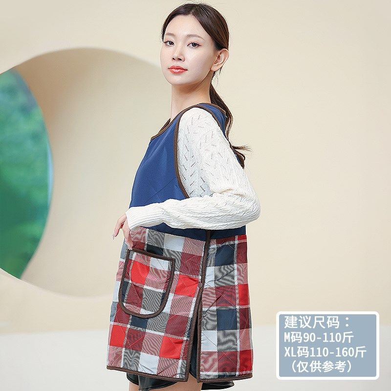 秋冬季短款加绒家用围裙时尚加绒加厚韩保暖背心女士防水罩衣