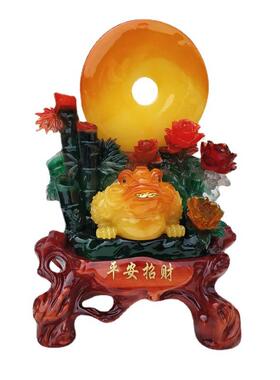 平安招财金蟾节节高平安扣树脂工艺品摆件仿玉开业装饰礼品