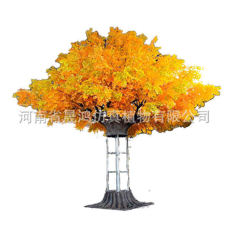定制中空款仿真银杏树植物景观工程包柱大树玻璃钢假树装饰银杏树