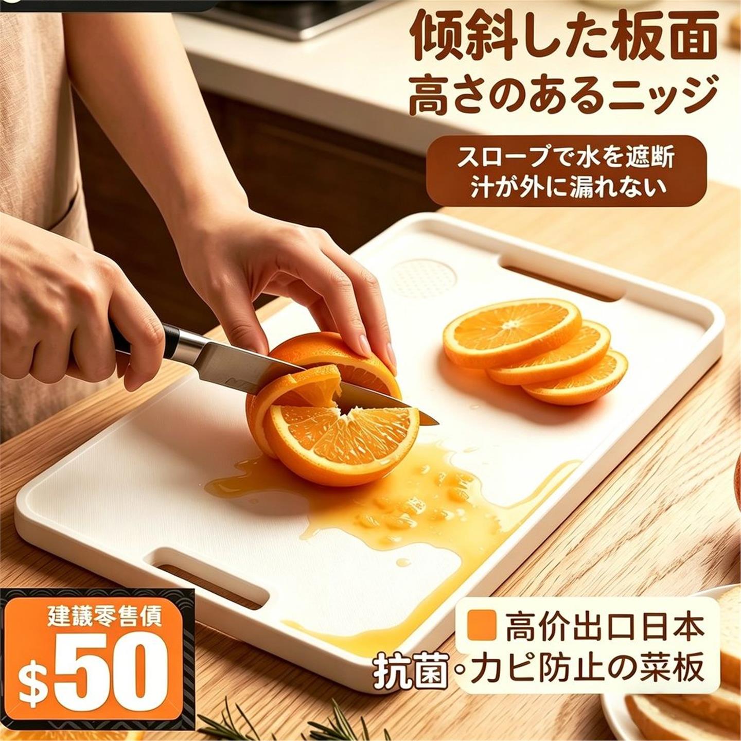 升级外贸出口抗菌防カビまな板日本式菜板斜坡设计双面家用