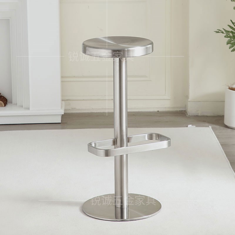 工业风酒吧不锈钢吧台凳咖啡厅可旋转圆凳升降高脚凳X金属吧台椅