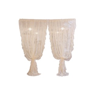 LACEaSHABBY新款复古米色洛可可碎花荷叶边蕾丝小清新窗帘百褶窗