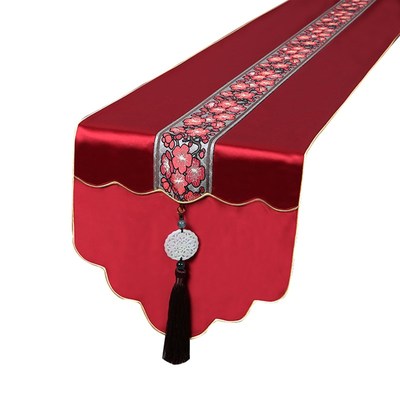 艺必旭新中式桌旗简约大气轻奢z茶几餐桌布条装饰电视柜盖布床尾